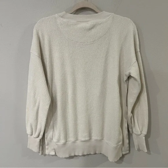 Aerie Chilled Out Cream Crewneck Oversized Side Slit Sweatshirt Women’s Size XS - Picture 6 of 7